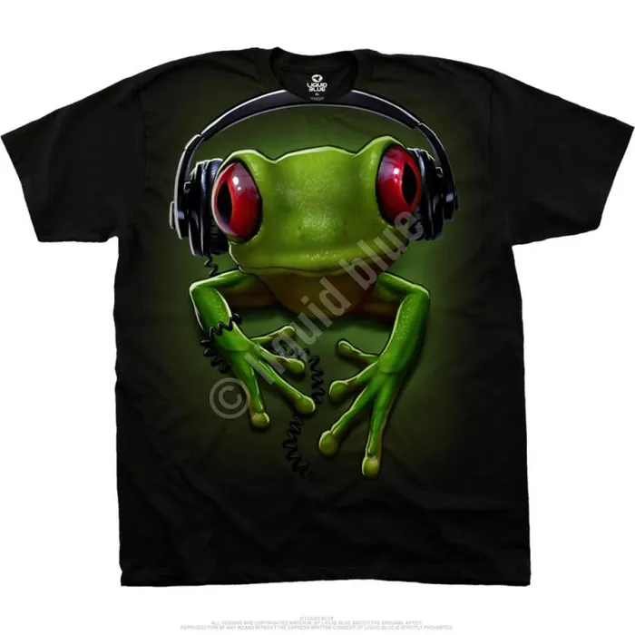 Liquid Blue TShirt Men Frog Rock Black TShirt