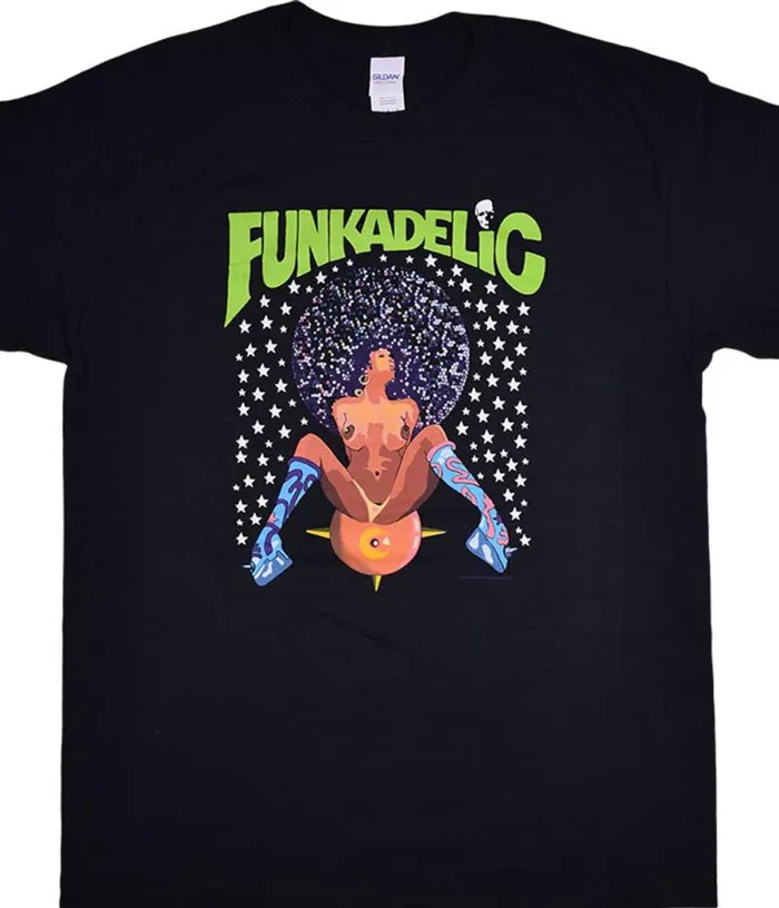 Liquid Blue TShirt Men Funkadelic Afro Girl Black TShirt