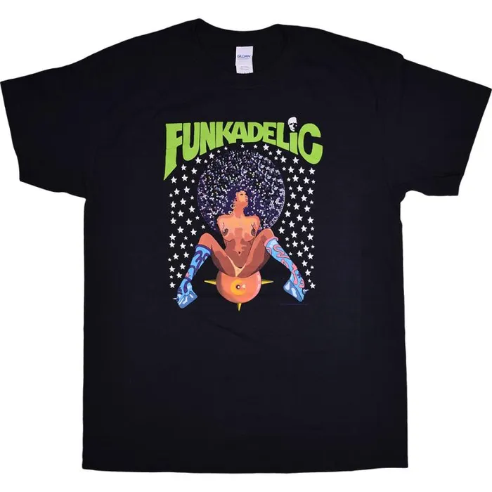 Liquid Blue TShirt Men Funkadelic Afro Girl Black TShirt