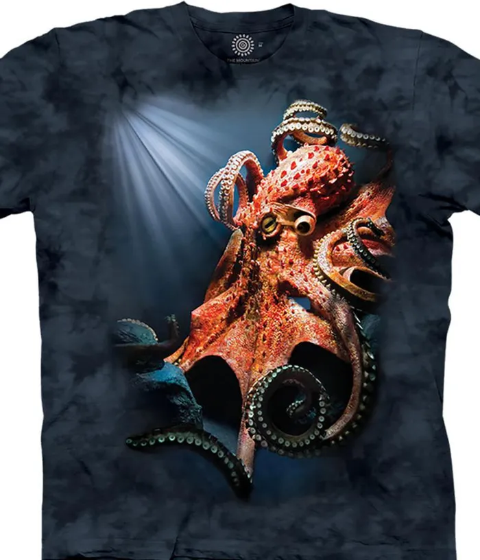 Liquid Blue TShirt Men Giant Pacific Octopus Classic Cotton TShirt