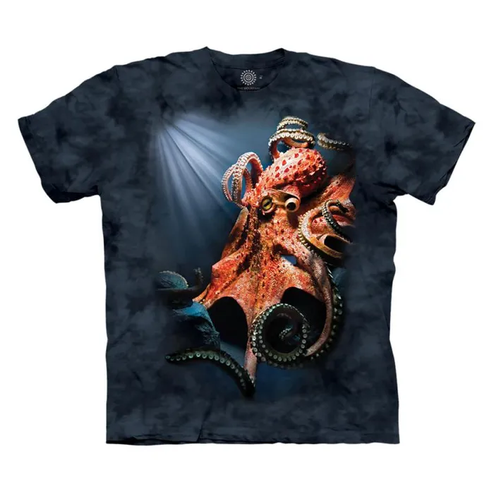 Liquid Blue TShirt Men Giant Pacific Octopus Classic Cotton TShirt