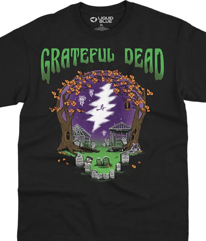 Liquid Blue TShirt Men Grateful Graveyard Black TShirt