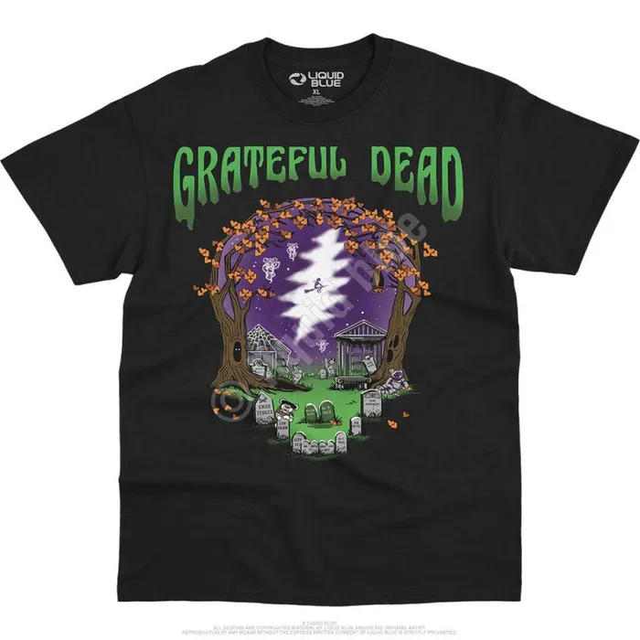 Liquid Blue TShirt Men Grateful Graveyard Black TShirt