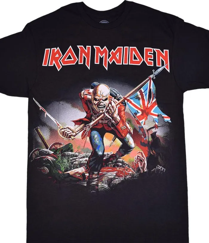 Liquid Blue TShirt Men Iron Maiden Trooper Black TShirt