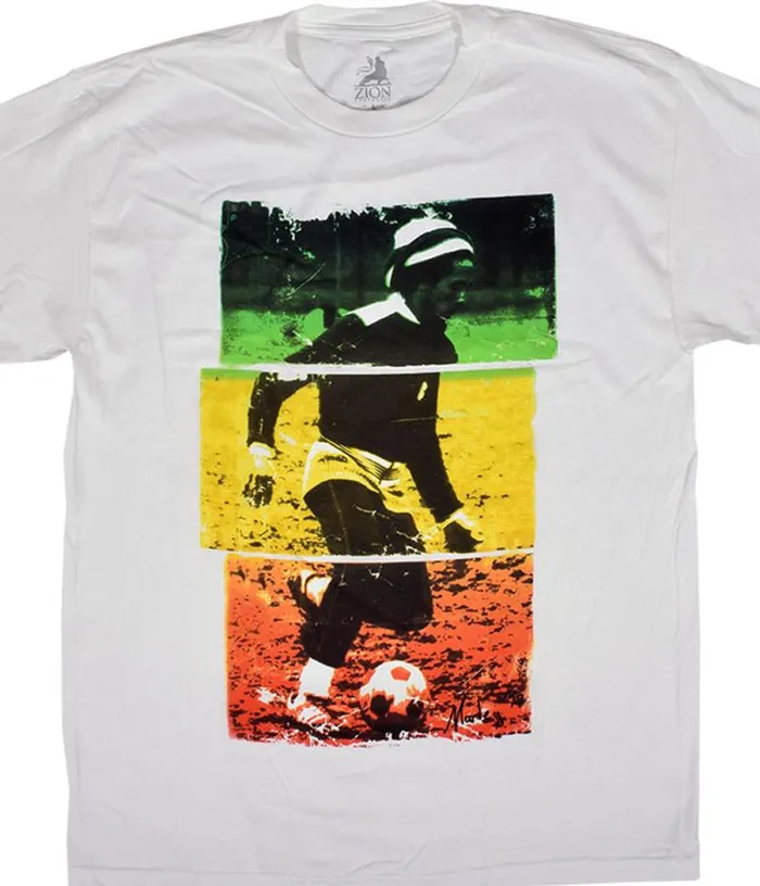 Liquid Blue TShirt Men Marley Soccer TriColor White TShirt