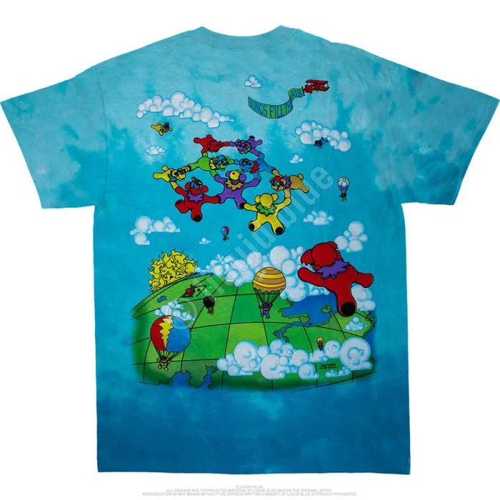 Liquid Blue TShirt Men Parachuting Bears TieDye TShirt