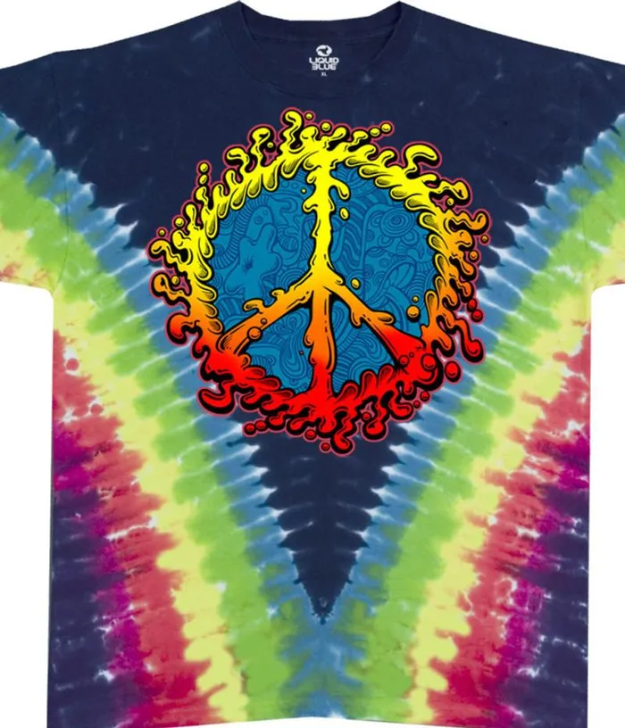 Liquid Blue TShirt Men Peace Amoeba TieDye TShirt