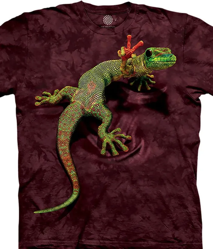 Liquid Blue TShirt Men Peace Out Gecko Classic Cotton TShirt