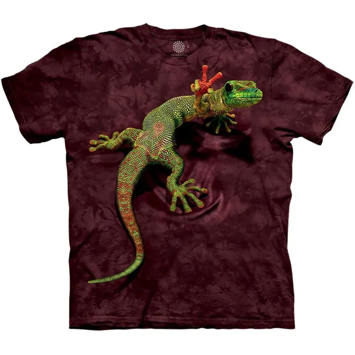 Liquid Blue TShirt Men Peace Out Gecko Classic Cotton TShirt