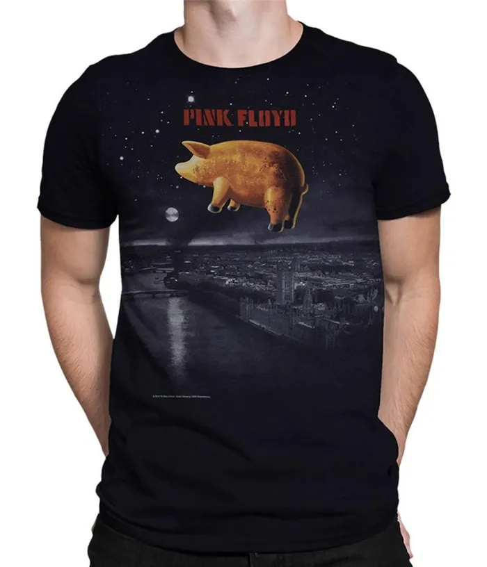 Liquid Blue TShirt Men Pigs Over London Black TShirt