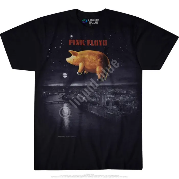 Liquid Blue TShirt Men Pigs Over London Black TShirt