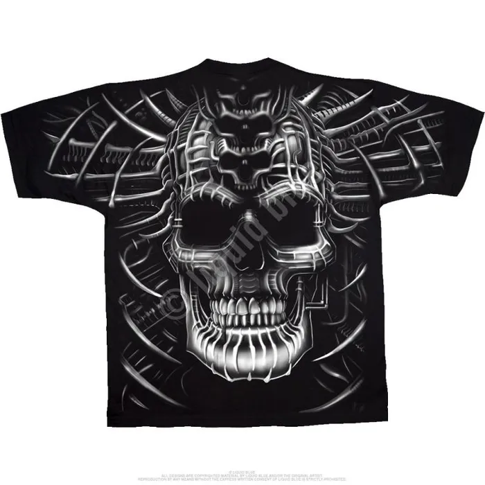 Liquid Blue TShirt Men Psycho Skull Black TShirt