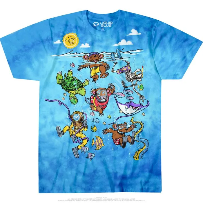 Liquid Blue TShirt Men Sea Swimming TieDye TShirt