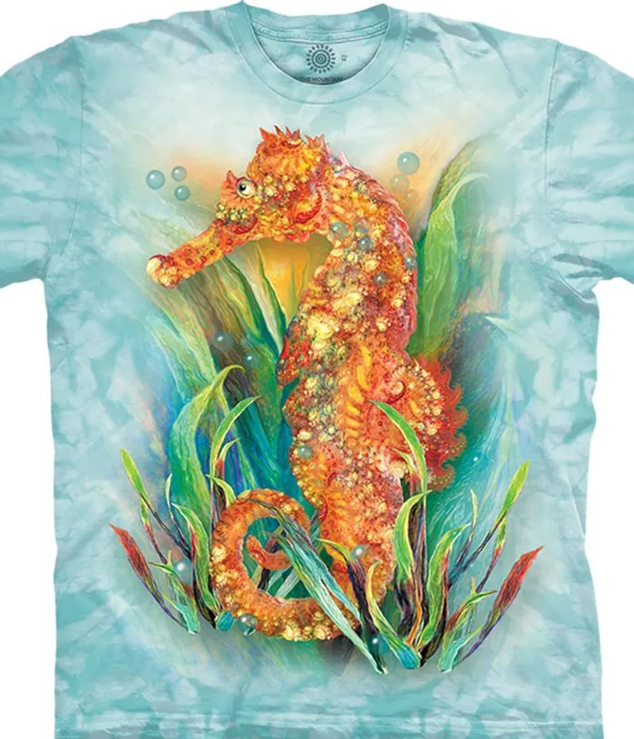 Liquid Blue TShirt Men Seahorse Classic Cotton TShirt