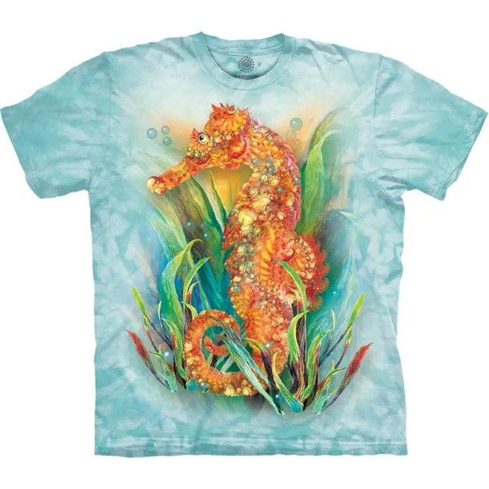 Liquid Blue TShirt Men Seahorse Classic Cotton TShirt