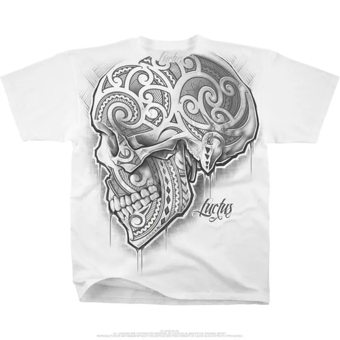 Liquid Blue TShirt Men Skull De Luctus White TShirt