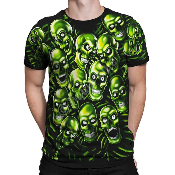 Liquid Blue TShirt Men Skull Pile Green Black TShirt