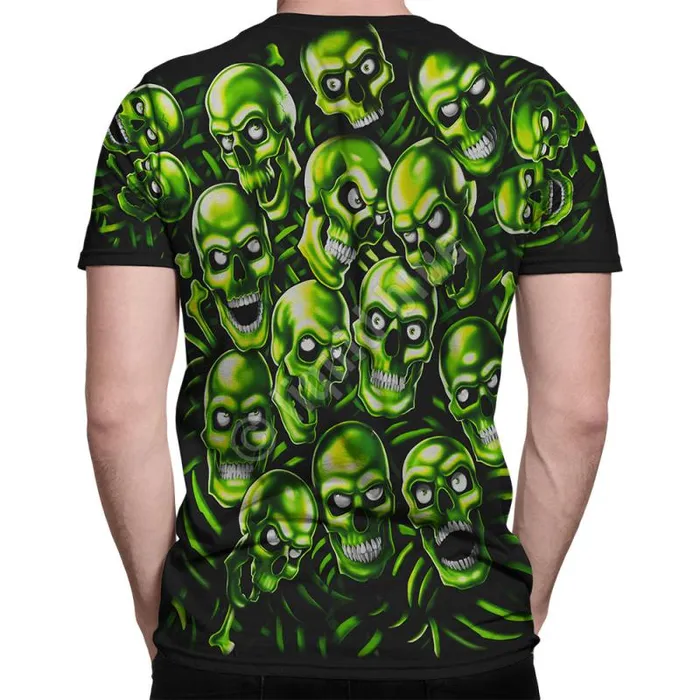 Liquid Blue TShirt Men Skull Pile Green Black TShirt