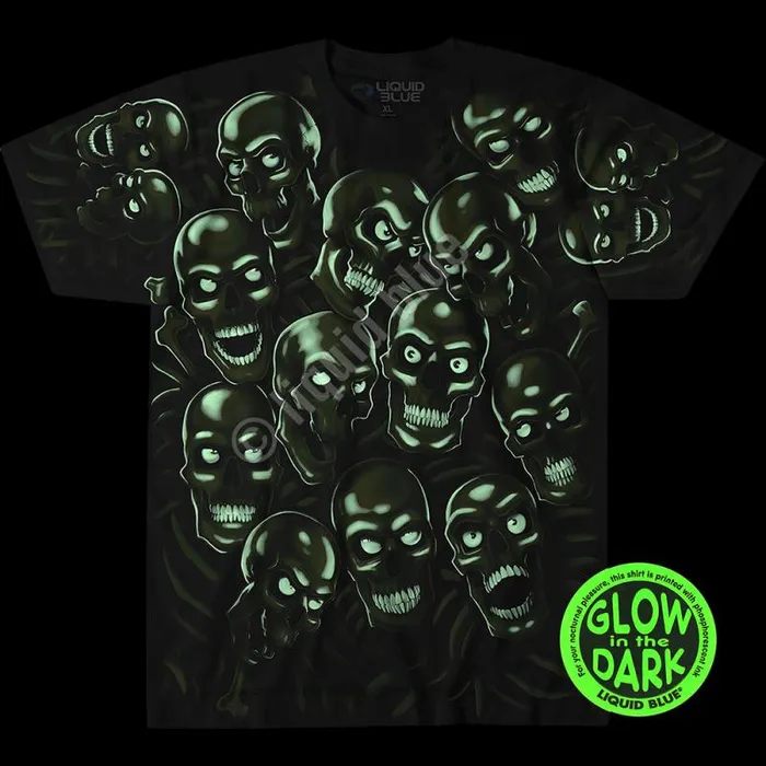 Liquid Blue TShirt Men Skull Pile Green Black TShirt