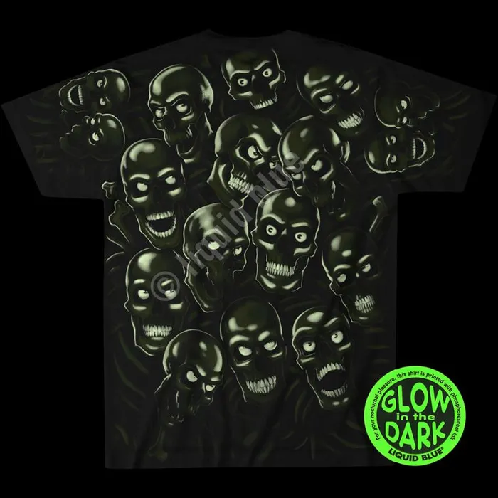 Liquid Blue TShirt Men Skull Pile Green Black TShirt