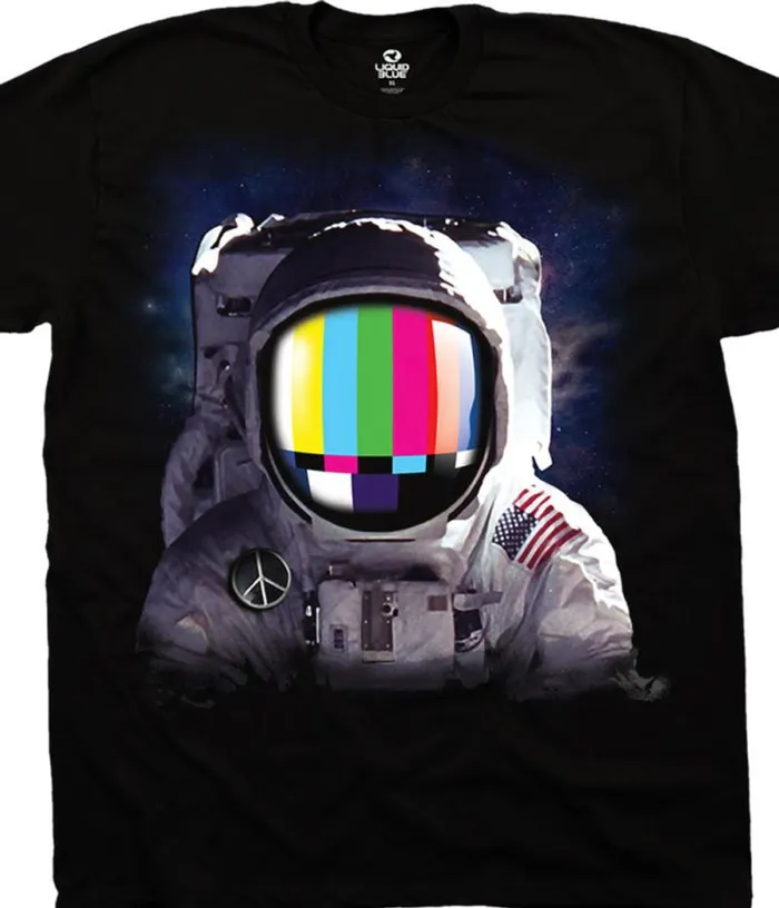 Liquid Blue TShirt Men Space Station Black TShirt