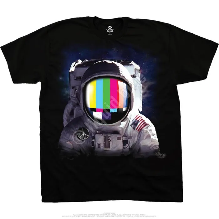Liquid Blue TShirt Men Space Station Black TShirt