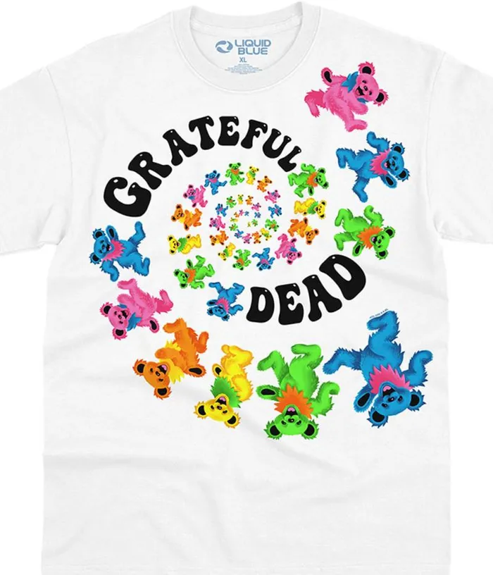 Liquid Blue TShirt Men Spiral Bears 30 White TShirt
