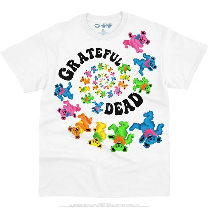 Liquid Blue TShirt Men Spiral Bears 30 White TShirt