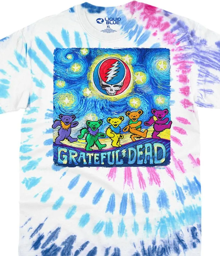 Liquid Blue TShirt Men Starry Bears TieDye TShirt