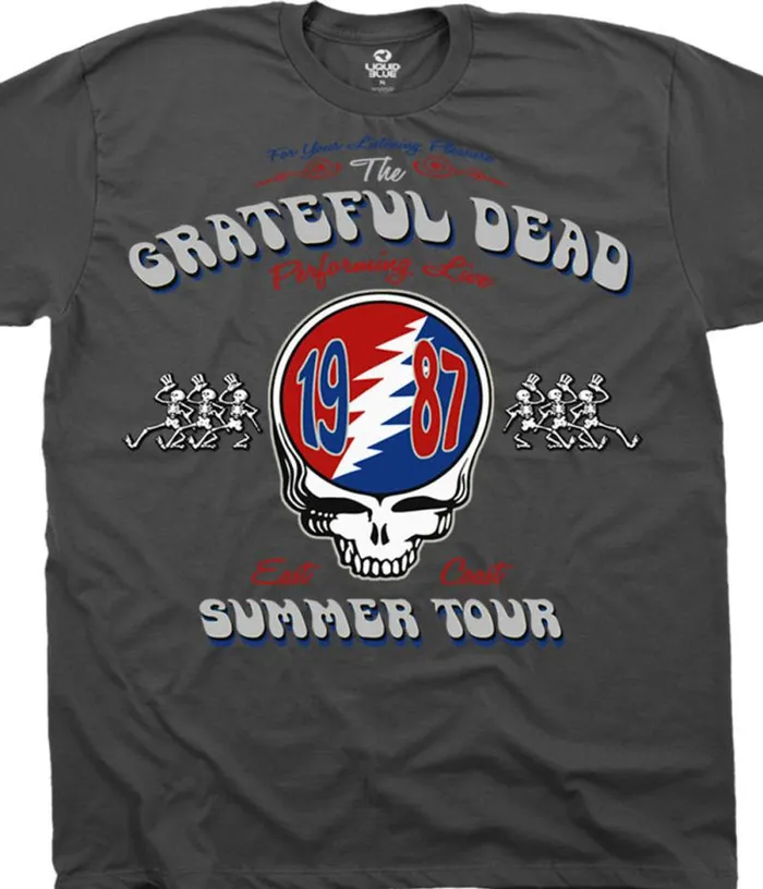 Liquid Blue TShirt Men Summer Tour 87 Grey TShirt