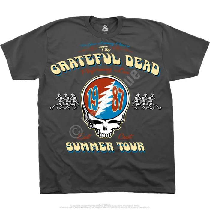 Liquid Blue TShirt Men Summer Tour 87 Grey TShirt