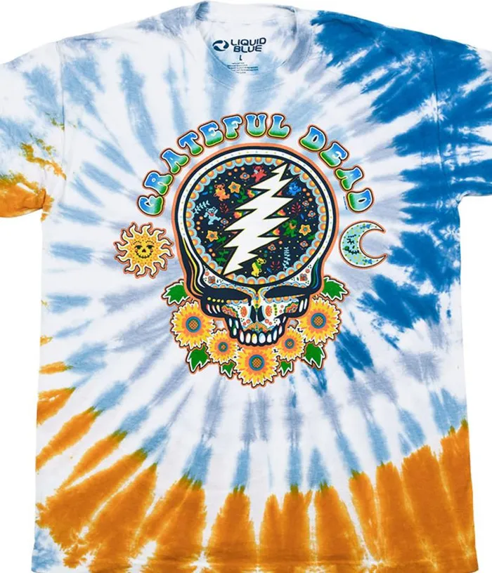 Liquid Blue TShirt Men SYF Day Of The Dead TieDye TShirt