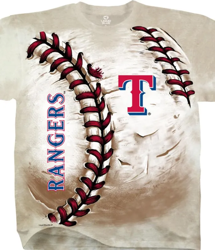 Liquid Blue TShirt Men Texas Rangers Hardball TieDye TShirt