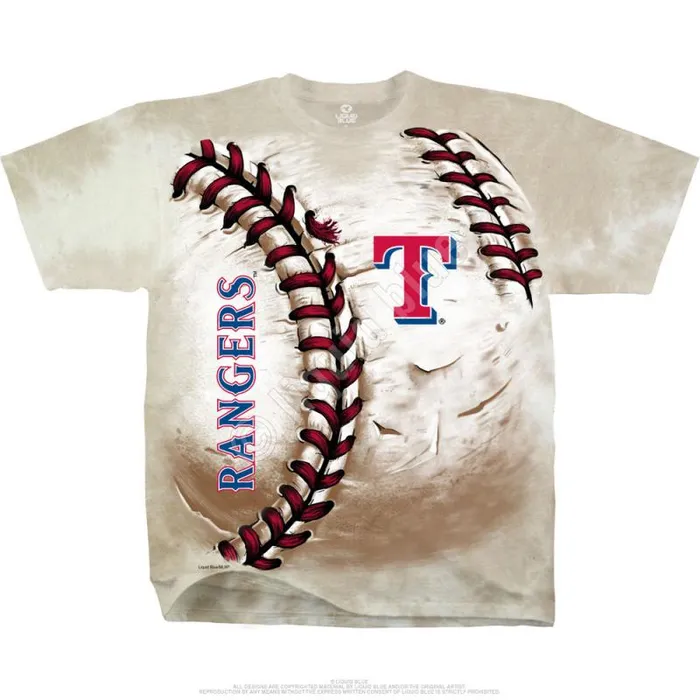 Liquid Blue TShirt Men Texas Rangers Hardball TieDye TShirt