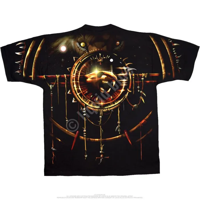 Liquid Blue TShirt Men Tribal Lion Black TShirt