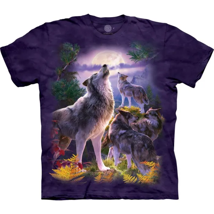 Liquid Blue TShirt Men Wolfpack Moon Classic Cotton TShirt