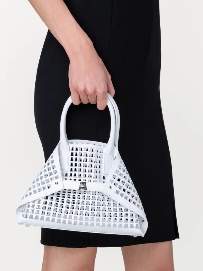 Little Ai Messenger Bag In Trapezoid Lasercut White Women Akris Crossbody Bags