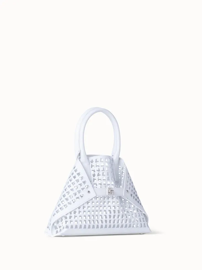 Little Ai Messenger Bag In Trapezoid Lasercut White Women Akris Crossbody Bags