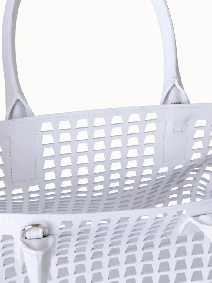 Little Ai Messenger Bag In Trapezoid Lasercut White Women Akris Crossbody Bags