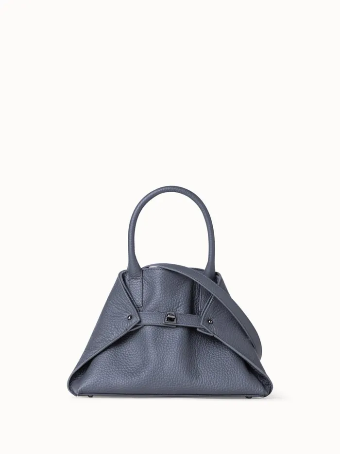 Little Ai Top Handle Bag In Leather Grey Stone Women Akris Crossbody Bags
