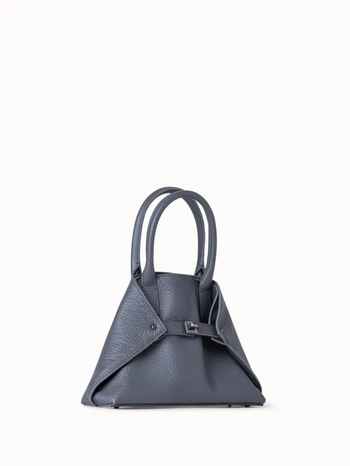 Little Ai Top Handle Bag In Leather Grey Stone Women Akris Crossbody Bags