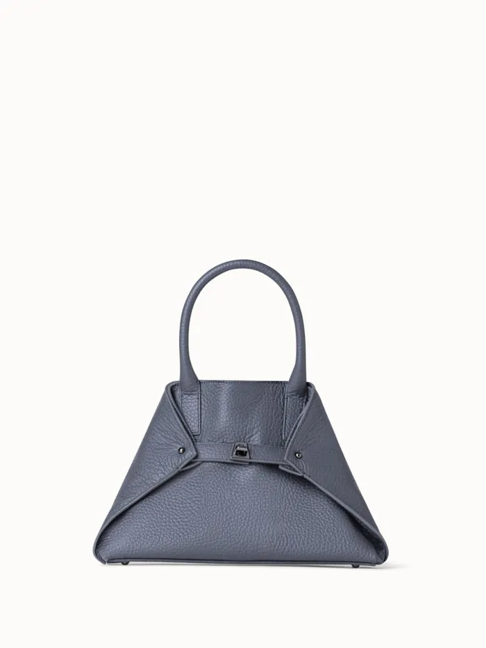 Little Ai Top Handle Bag In Leather Grey Stone Women Akris Crossbody Bags
