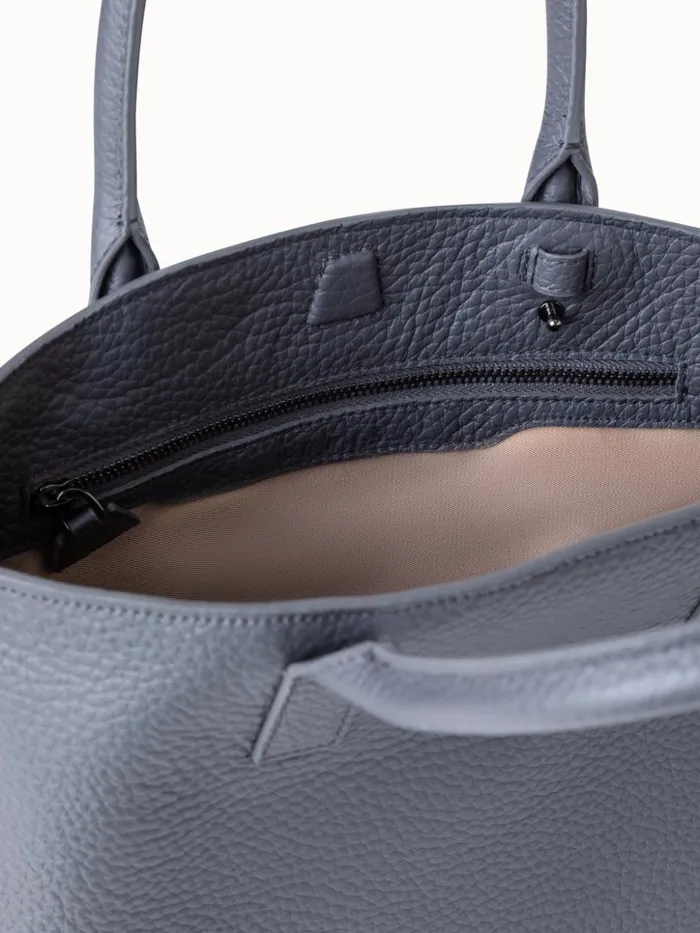 Little Ai Top Handle Bag In Leather Grey Stone Women Akris Crossbody Bags