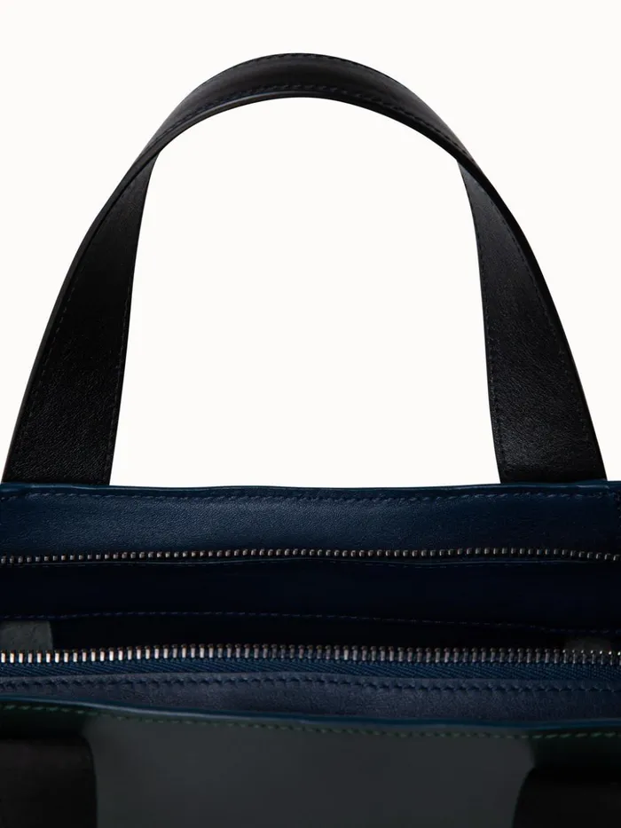 Little Alexa Handbag In Softcalf Colorblock Bottlepacificblack Women Akris Crossbody Bags