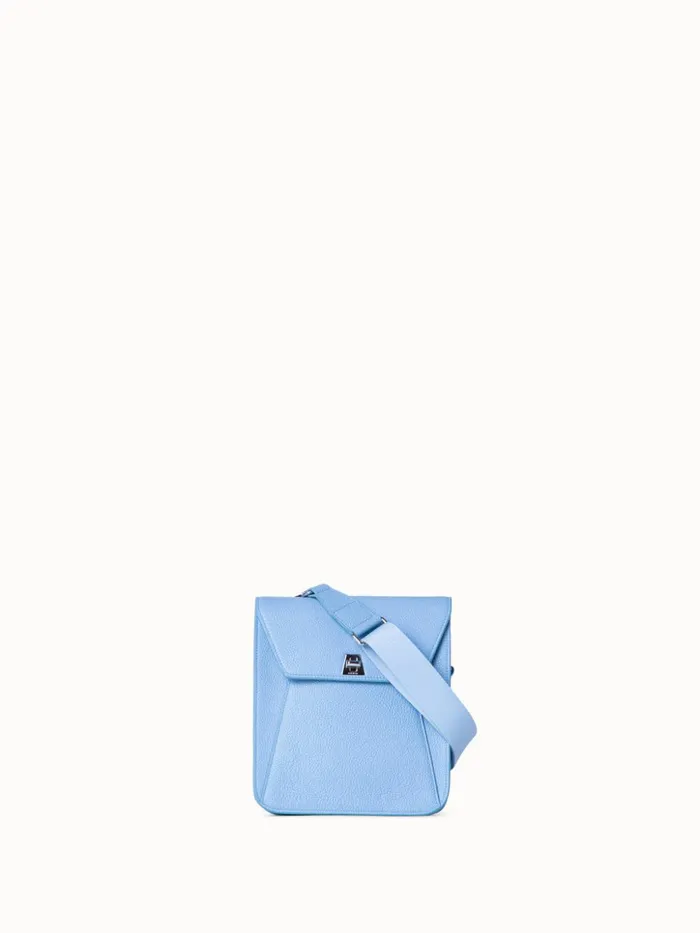 Little Anouk Messenger In Calf Leather Powder Blue Women Akris Messenger Bags