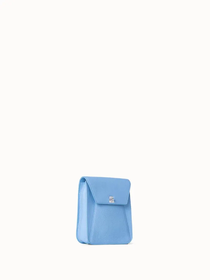 Little Anouk Messenger In Calf Leather Powder Blue Women Akris Messenger Bags