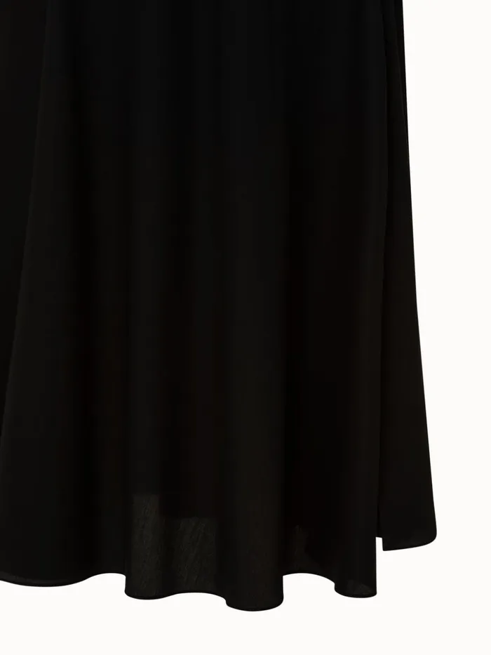Long Cotton Twill Dress With Leather Apron Bodice Black Women Akris Dresses