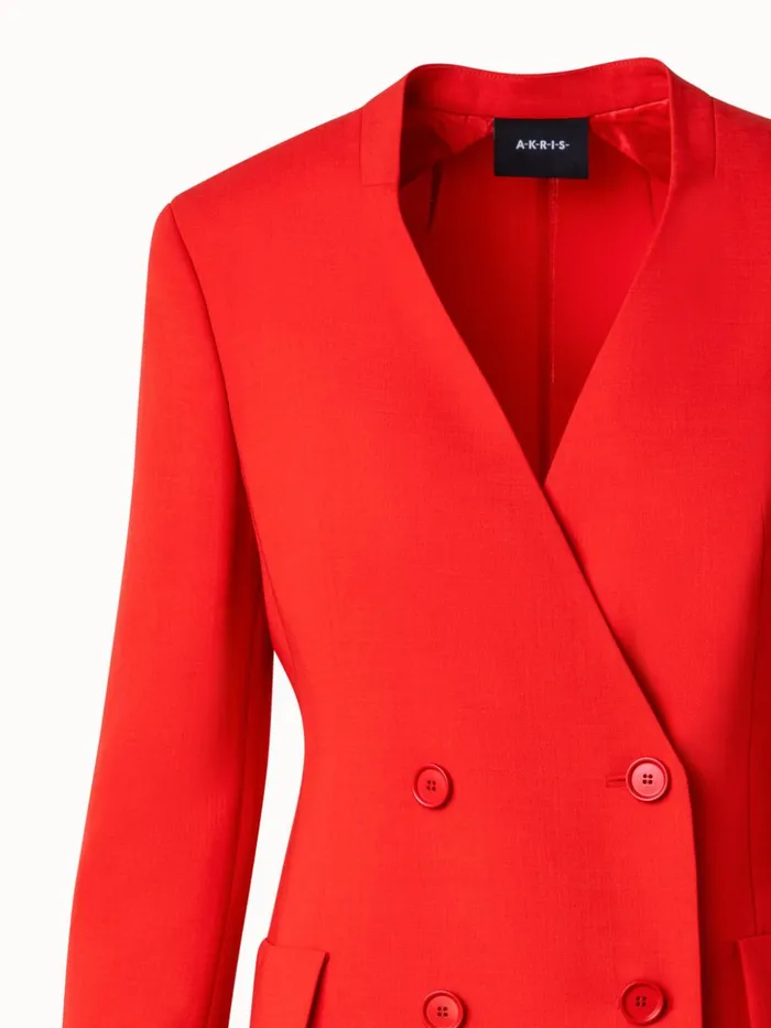 Long DoubleBreasted Jacket In Wool DoubleFace Poppy Women Akris Jackets