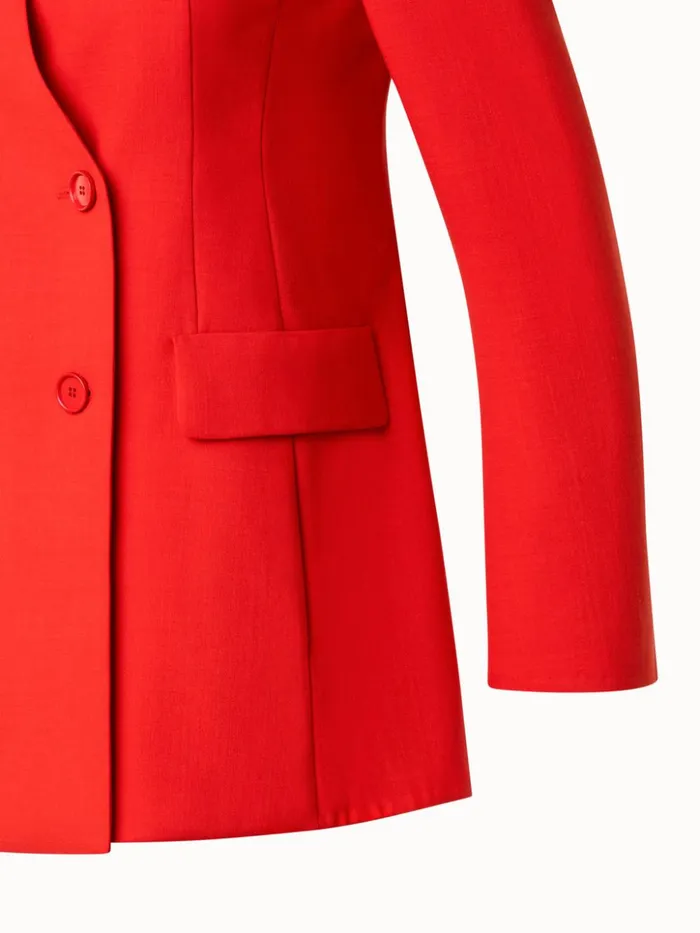 Long DoubleBreasted Jacket In Wool DoubleFace Poppy Women Akris Jackets