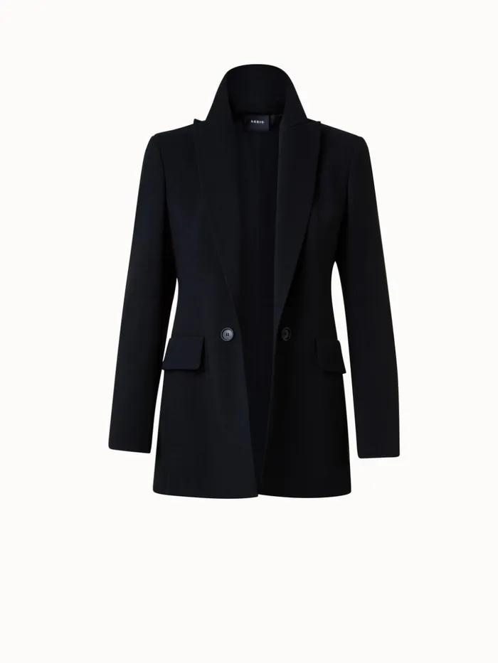 Long Jacket In Wool DoubleFace Black Women Akris Jackets